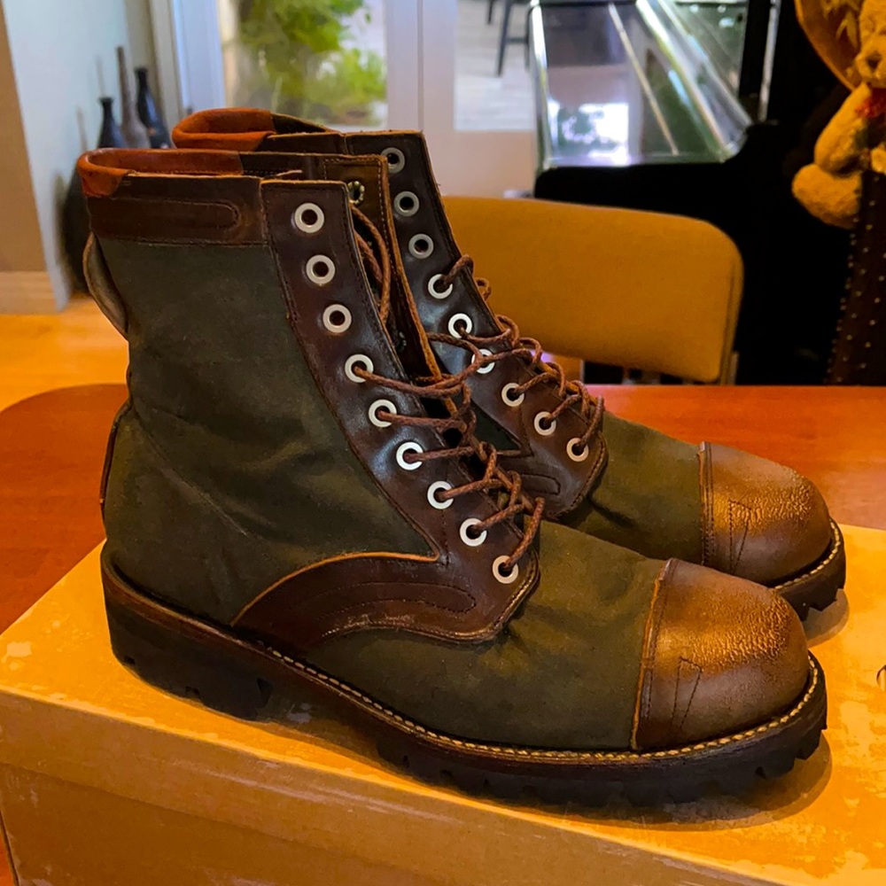 Vibram leather canvas boots